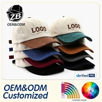 Casquette de baseball unisexe ajustable à profil bas, bicolore, en velours côtelé, avec logo brodé personnalisé, 6 panneaux, visière incurvée, style Dad Hat