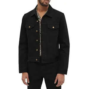 Özel tasarım büyük boy ceketler Coats yüksek kalite toplu siyah gençlik Denim kot ceket erkekler için