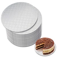Base de planche à gâteau Double ondulé coloré en argent imprimé 10 12 16 pouces tambour de gâteau rond de noël rond avec Logo personnalisé