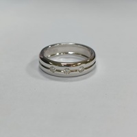 Bague de mariage pour homme en argent sterling 925, sertie de trois pierres, diamant de laboratoire taille ronde, poli miroir