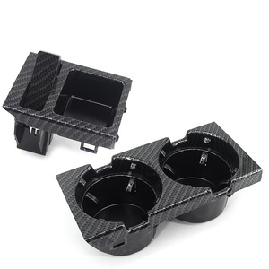 Juego de cajas de almacenamiento para portavasos de coche Bmw, apariencia de fibra de carbono, pila central multifuncional, material ABS - Product Image 4
