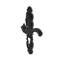 Poignée de porte longue en laiton massif ornée style baroque ISILINE, finition blanc mat, trou de serrure Euro 72 mm, pour quincaillerie de villa de luxe
