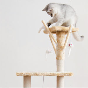 Structure d'escalade pour <span class=keywords><strong>chat</strong></span> en sisal intégrée, couleur unie <span class=keywords><strong>simple</strong></span>, avec panier et jouet pour animaux de compagnie - Product Image 4