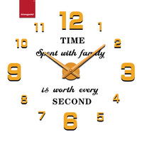 Horloge murale analogique grand format en acrylique doré de luxe, silencieuse, à quartz, sans cadre, autocollante, pour la maison, le bureau, les espaces commerciaux, décoration, cadeau