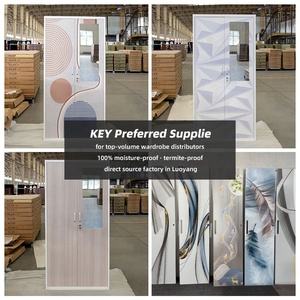 Armoire Métallique Moderne en Gros avec Finition Imprimée Personnalisée, <span class=keywords><strong>Portes</strong></span> Miroir Partielles Détachables, <span class=keywords><strong>Meuble</strong></span> 2 <span class=keywords><strong>Portes</strong></span> pour Chambre et Salon - Product Image 2