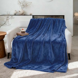 Bán buôn dệt kim mềm ấm san hô lông cừu màu xanh hải quân flannel ném chăn chống thuốc sợi nhỏ màu rắn bốn mùa sử dụng - Product Image 2