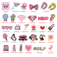 Patchs thermocollants en feutre rose bonbon, motifs papillon souriant, cowboy, rose, pour vente en gros