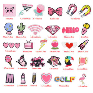 Prezzo all'ingrosso grazioso tessuto di feltro materiale bullone sorriso farfalla fuoco Cowboy Design ferro su ricamo rosa toppe rosa - Product Image 2