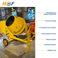 Bétonnière MHF 350L, petite bétonnière portable à essence, diesel ou électrique avec 2 roues pour projets de construction
