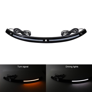 2014-2025 for <strong>Harley</strong> Touring Black Front LED Windshield Trim Lights with White DRL &amp; Amber Turn Signals Motorcycle Lighting - Product Image 2