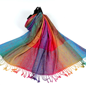 2026 Fashionable Luxurious Double Layered Jacquard Big <strong>Paisley</strong> <strong>Pashmina</strong> Multifunction Shawl Wrap <strong>Scarf</strong> for Lady - Product Image 4