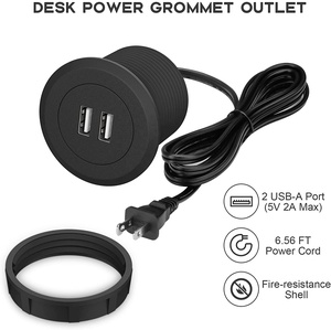 45mm Mini Bàn điện <span class=keywords><strong>Grommet</strong></span> Outlet xây dựng trong 2 USB sạc cổng máy tính để bàn Trạm Sạc cho sofa bảng văn phòng nhà - Product Image 2