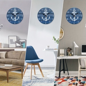 Nhỏ màu xanh Neo Đồng hồ treo tường Pin hoạt động la bàn trang trí thạch anh hải lý ven biển bãi biển thuyền Motif cho nhà bếp phòng tắm văn phòng - Product Image 4