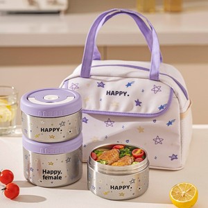 Boîte à lunch thermique Lelyi Modern Housewife <span class=keywords><strong>en</strong></span> acier inoxydable 316L - Portable, compatible micro-ondes pour les employés de bureau, les étudiants - Product Image 6