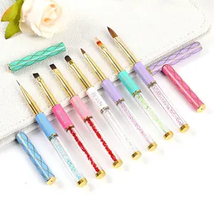 BQAN Custom Candy Rhinestone Metal Liner 3D Acrylic Gel 100% Pure Kolinsky Nail Art Brush Set