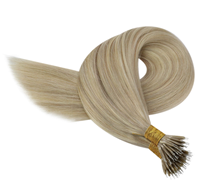 Extensions capillaires de luxe blondes à nano-anneaux, en gros d'usine, cheveux humains vierges européens slaves non traités avec cuticules alignées