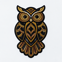 Patch brodé personnalisé de luxe fait main avec perles, motif hibou, applique animale à coudre sur vêtements, veste en jean, accessoires de sac