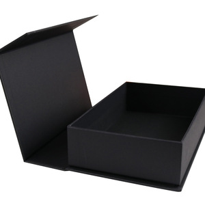 Custom logo black luxury cardboard magnetic folding packaging gift box