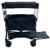 Chariot pliable à double couche, capacité 440 lb, chariot utilitaire pliable avec auvent et table en aluminium pour le camping, la plage et les courses