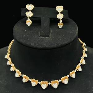 Collier de diamants naturels en or massif 14K de qualité supérieure serti d'un diamant blanc taille brillant couleur G certifié tiers pour femme - Product Image 1