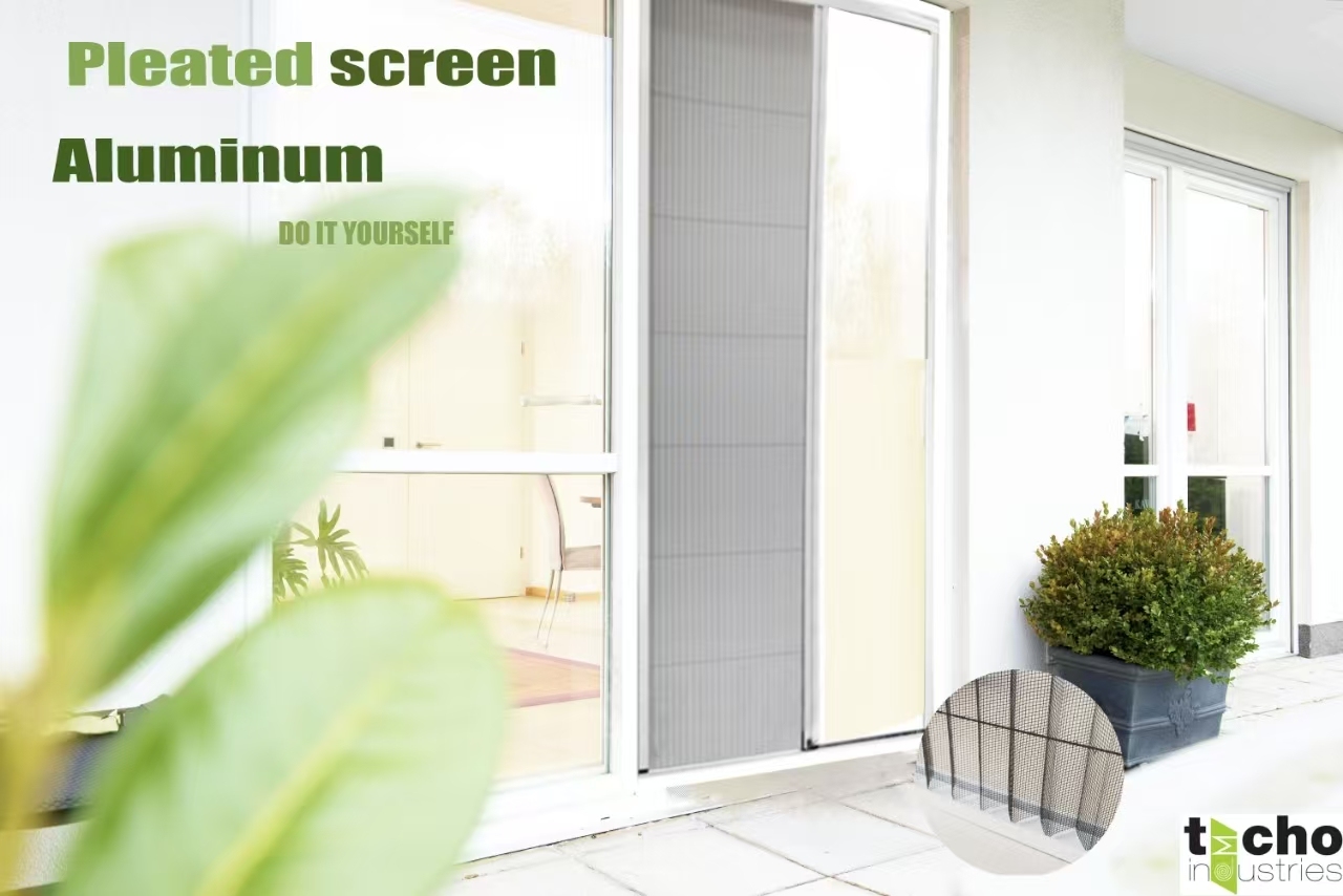 Custom Aluminum Retractable Screen Door Folding Pleated Mesh Design Low Profile Bottom Frame Anti Insect Door For Home Entrance · image 6