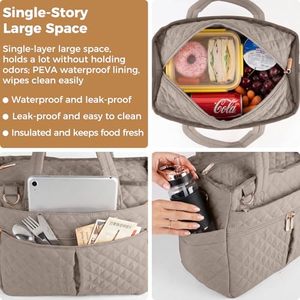 Bolsa de Almuerzo Aislada Reutilizable y Ecológica <span class=keywords><strong>para</strong></span> Mujer, de Poliéster Impermeable, con Cierre de Cremallera, 6.8x14.3x10.4 Pulgadas, <span class=keywords><strong>para</strong></span> el Trabajo - Product Image 5