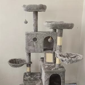 Luxe Kattenboom, 66-Inch Kattentoren Voor Katten Binnenshuis, Pluche Multi-Level Kattenappartement Met Krabpalen 2 Zitstokken 2 Grotten Hangmat - Product Image 2