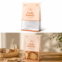 Sac d'emballage réutilisable pour pain et toasts, finition mate, avec fermeture à lien métallique, fond plat, en plastique et papier, pour une fraîcheur durable