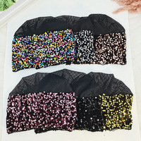 Chapeau Foulard Femme Adulte en Satin Brodé de Paillettes Rayé Tendance Quotidien Extérieur Automne Printemps Couvre-Cheveux Fleur