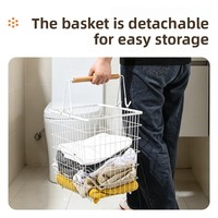 Panier à linge portable à trois niveaux en fer pour usage domestique, étagère de rangement pour salle de bain pour vêtements sales