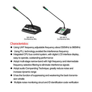 Microphone <span class=keywords><strong>sans</strong></span> <span class=keywords><strong>fil</strong></span> UHF professionnel Nuoxun à 4 canaux à col de cygne pour salle de conférence - Product Image 2