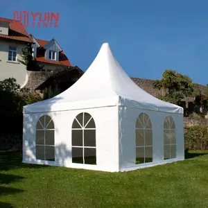 Weißes Hochzeitszeremonie-Pagoda-Marki-Zelt im Freien 5×5 6×6 8×8 10×10 wasserdichtes PVC-Gewebe Aluminium Gartenparty-Pagoda-Zelt