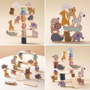 Custom Animals Baby Stacking Toys Balance DIY Wooden Building Blocks Montessori Early Educational Game for Kids 2-13 Year - Product Image 2