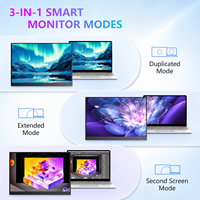 AHXJKA Monitor Portabel Layar Ganda 15,6 Inci 1920x1080 FHD 60Hz dengan Dudukan Terintegrasi Kabel USB-C Tunggal untuk Win dan Mac
