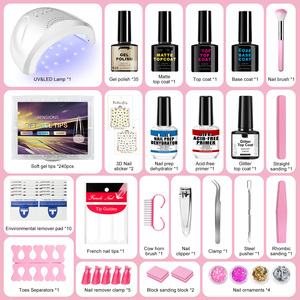 Kit de vernis à ongles gel couleurs avec lampe UV, vernis gel soak-off, paillettes, manucure gel UV professionnelle GZ RTS, commande en gros mixte - Product Image 3