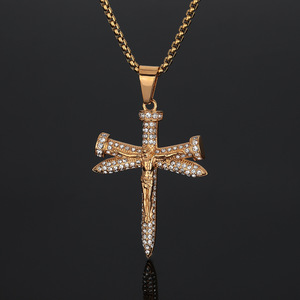 Hip Hop Jesús religión cristianismo no deslustre Zirconia cúbica no deslustre impermeable Acero inoxidable joyería colgantes hombre - Product Image 2