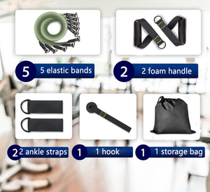 Dây đàn hồi Màu Xanh Ô Liu Mới Bộ dây đàn hồi tập thể dục đa chức năng dây đàn hồi 11 chiếc - Product Image 5