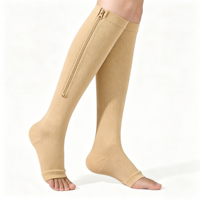 Chaussettes de compression montantes à fermeture éclair avec logo personnalisé, chaussettes sans orteils de haute qualité, compression 15-20 mmHg, pour infirmières