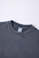T-shirt Homme Vintage Délavé à l'Acide, Effet Usé et Déchiré, Coupe Boxy, Personnalisable, Faible MOQ, Ourlet Brut, Style Oversize Streetwear, T-shirt Graphique