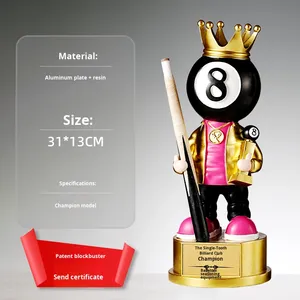 Salón de billar negro ocho resina conmemorativa ecológica diseño libre trofeo hecho a medida Snooker competición campeón tallado - Product Image 6