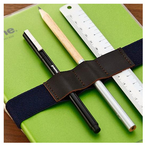 Clip para bolígrafo con banda elástica creativa y ranura para bolígrafo, clip para libros de cuero, artículos de papelería, marcapáginas multifuncional, ajustable - Product Image 1