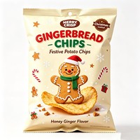 Sachet d'emballage alimentaire personnalisé imprimé, refermable, à fond plat, avec fente de déchirement, finition mate, pour biscuits de Noël