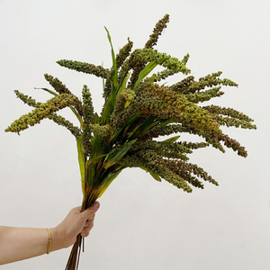 Vente en gros de tiges de millet artificielles jaunes et vertes de haute qualité, 73 cm, pour la décoration d'automne - Product Image 2