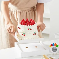 Boîte à gâteau de 4/6 pouces avec poignée, boîte à pâtisserie transparente pour mousse avec plateau à fond épais et boîte à couverts pour gâteaux à étages et desserts