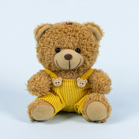 Porte-clés en peluche ours en fourrure mini ours assis avec boutons en bois, breloque de sac, cadeau