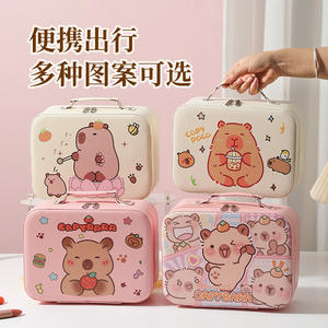 Модный кейс для косметики DHF Cartoon Capybara из ПУ-материала, милый, водонепроницаемый, портативный дорожный органайзер, мини-сумка для хранения большой вместимости - Product Image 3