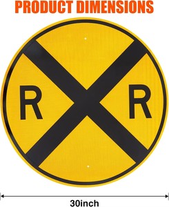 Segnale Riflettente in Alluminio per Attraversamento Ferroviario, Rotondo da 30 Pollici Conforme a MUTCD, Segnale di Avvertimento Ferroviario per Bordo Stradale - Product Image 3