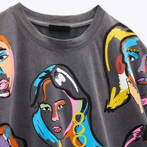 Camiseta pesado de algodón con estampado completo de diseñador vintage personalizado para mujer temporada de verano con decoración de logotipo - Product Image 4