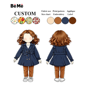 Vêtements pour enfants, manteau kaki pour filles, veste coupe-vent à double boutonnage avec volants et boutons perlés, veste d'extérieur pour enfants, vêtements <span class=keywords><strong>de</strong></span> tous les jours - Product Image 2