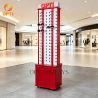 Bright Yellow OPTI Rotating Eyewear Display Stand with Lockable Storage & LED Logo
